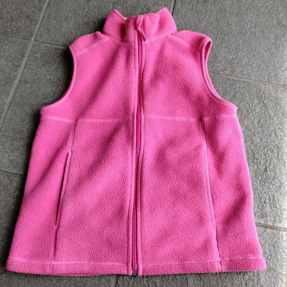β’L.L. Bean Child Vest Bright Pink Fleece Full Zip Sleeveless Jackets No Size Tag - Picture 2 of 16